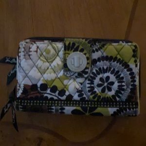 Multi color floral turn lock wallet